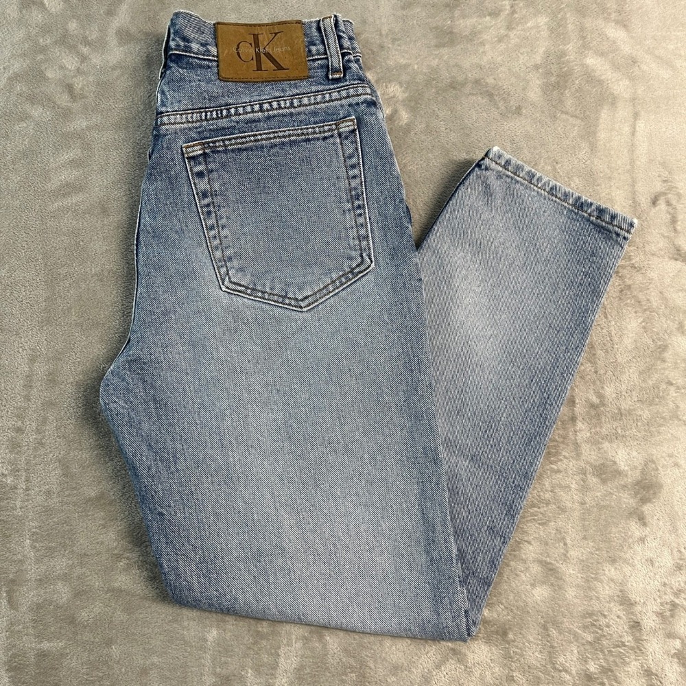 Vintage 90s Calvin Klein Jeans High Waisted Mom Jeans Light Wash 12 Petite USA